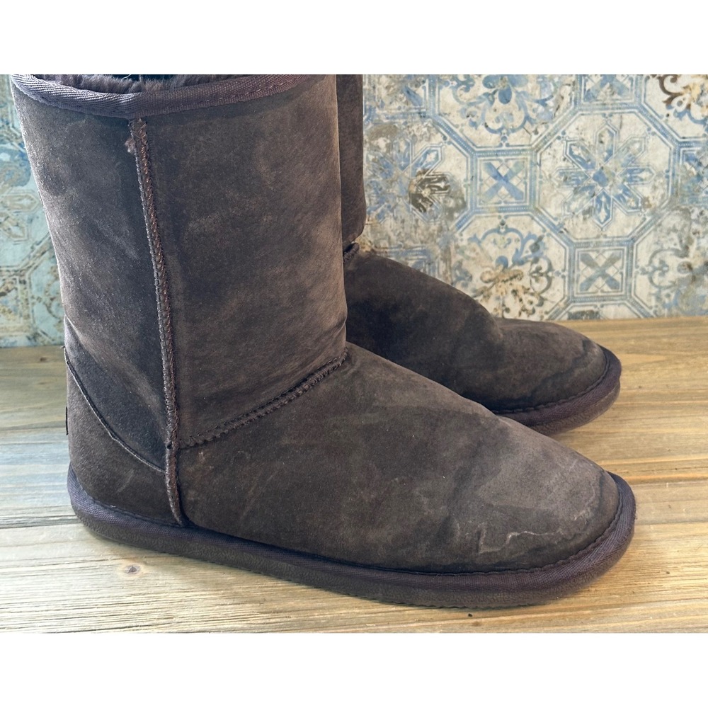 Lamo Faux Fur Lined Suede Mid Calf Boots Womens Size 10 Brown
